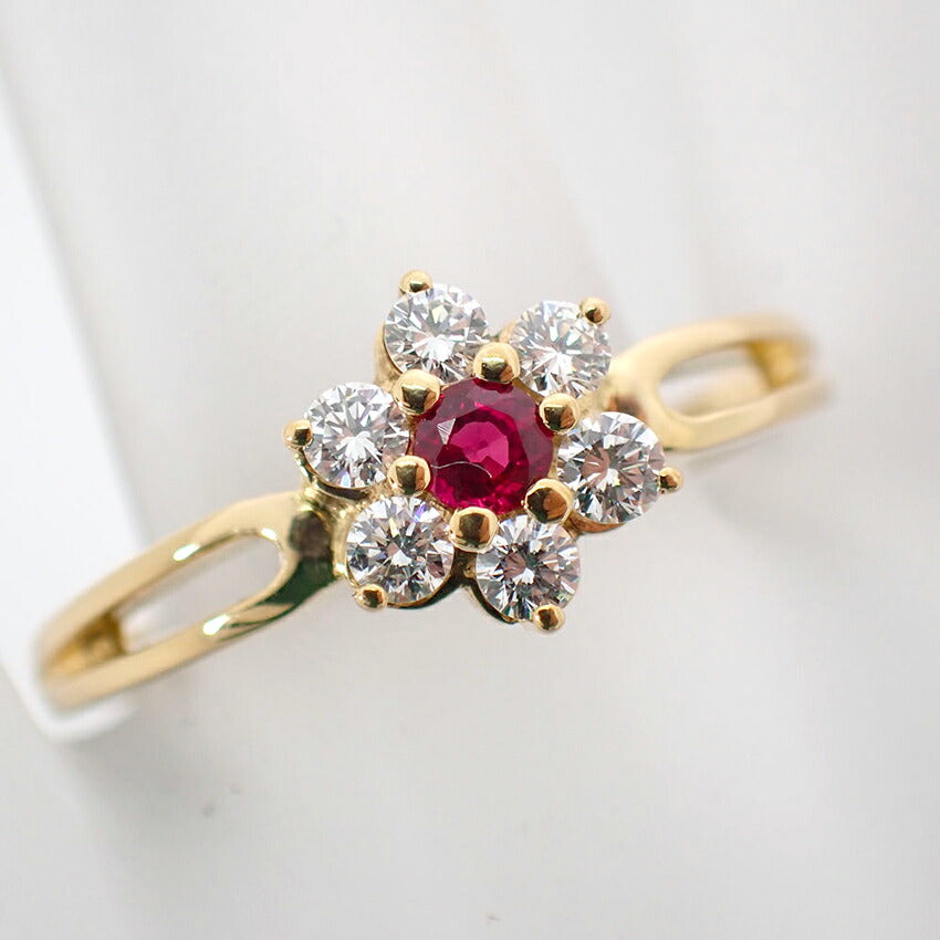 【中古】MIKIMOTO/ミキモト K18 ルビー/ダイヤ リング /15号/j285-5