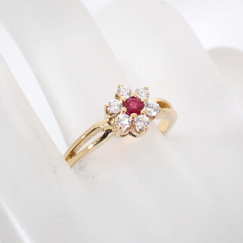 【中古】MIKIMOTO/ミキモト K18 ルビー/ダイヤ リング /15号/j285-5