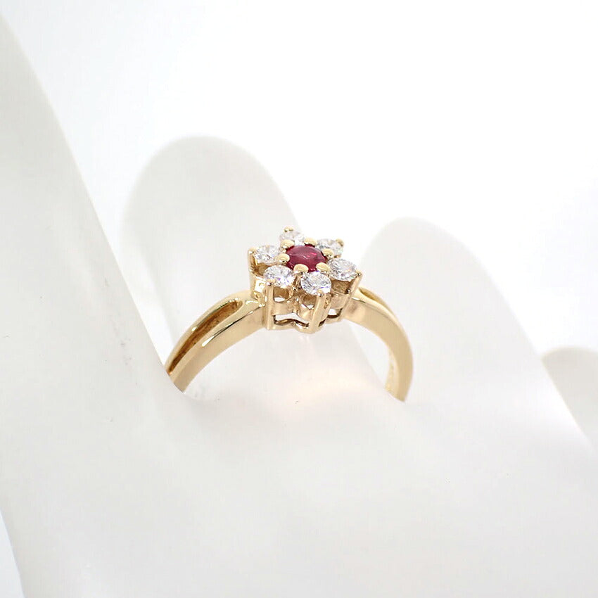 【中古】MIKIMOTO/ミキモト K18 ルビー/ダイヤ リング /15号/j285-5