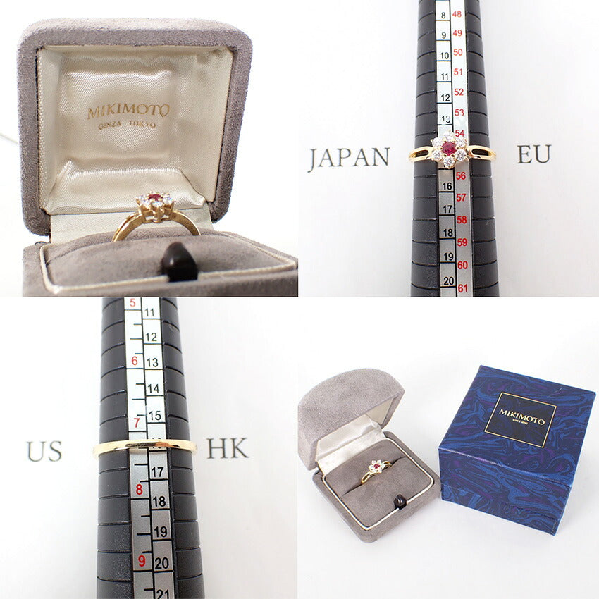 【中古】MIKIMOTO/ミキモト K18 ルビー/ダイヤ リング /15号/j285-5