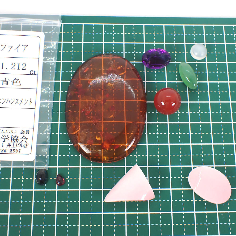 【中古】琥珀（コハク）、サファイア、コンクシェル、ヒスイ、ルビーなどルース/j3-5