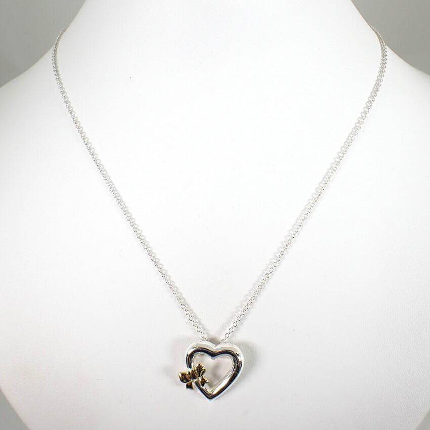 【中古】TIFFANY/ティファニー 925/750 ハートリボン ペンダント/ネックレス/j30-29