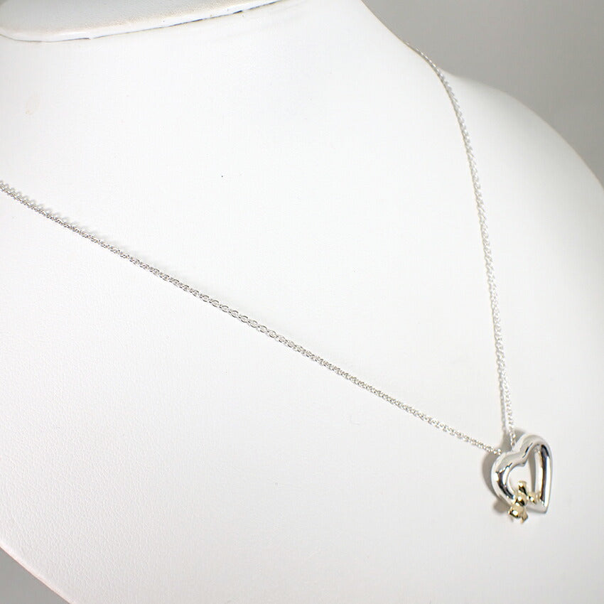 【中古】TIFFANY/ティファニー 925/750 ハートリボン ペンダント/ネックレス/j30-29
