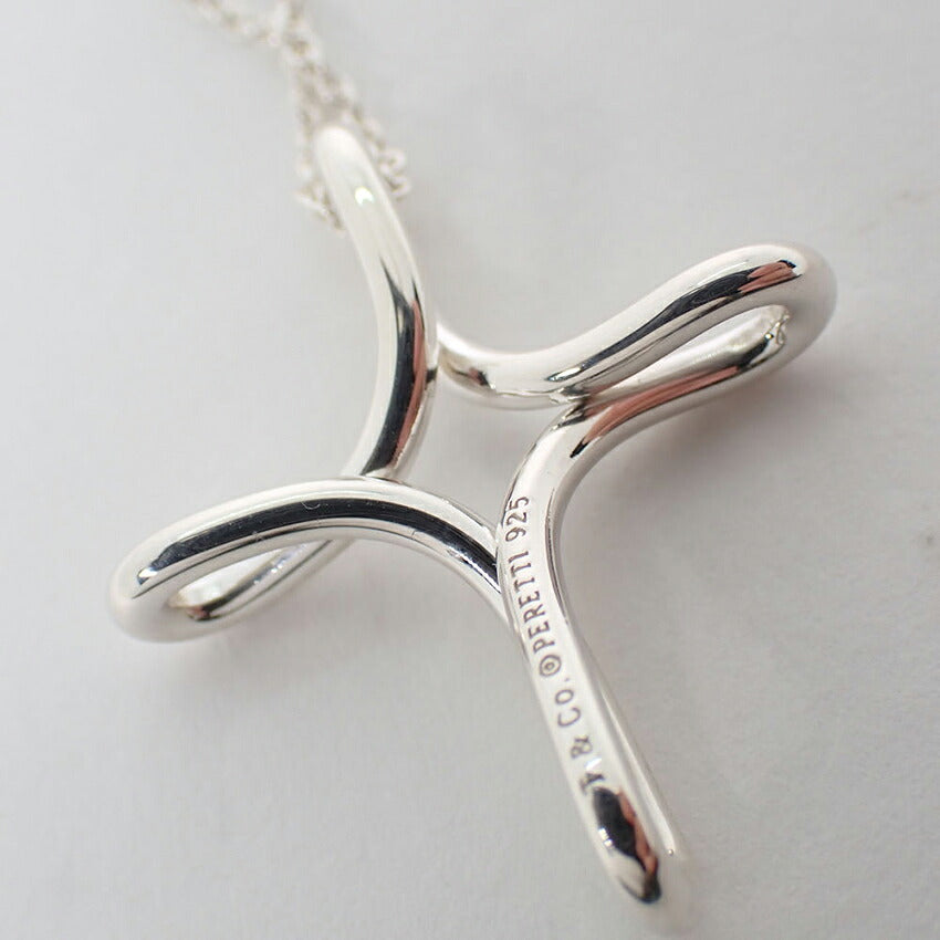 【中古】TIFFANY/ティファニー 925 オープンクロス インフィニティ ロング ペンダント/j305-10