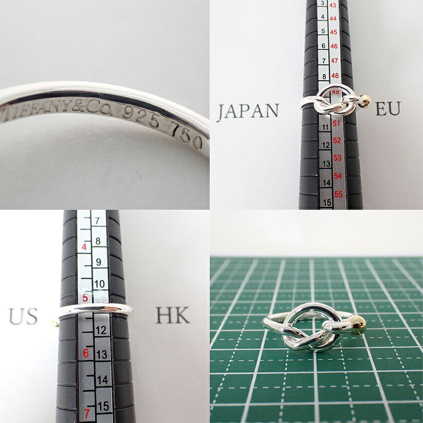 【中古】TIFFANY/ティファニー 925/750 フック＆アイ  リング /9号/j305-4