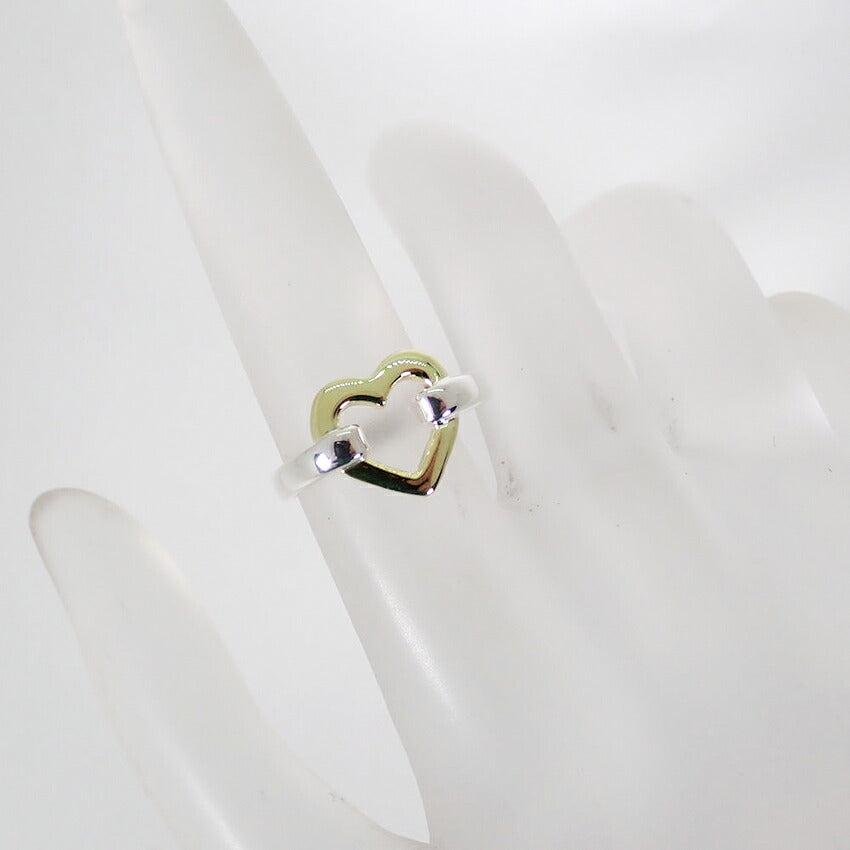 【中古】TIFFANY/ティファニー 925/750 オープンハートリング/9号/j307-10