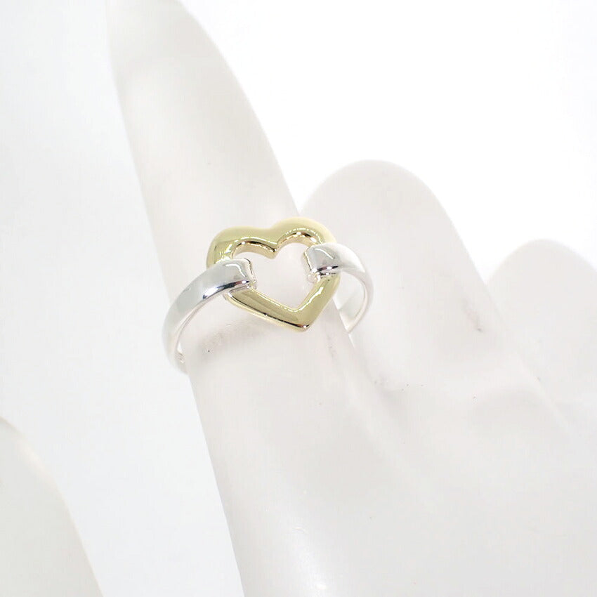 【中古】TIFFANY/ティファニー 925/750 オープンハートリング/9号/j307-10