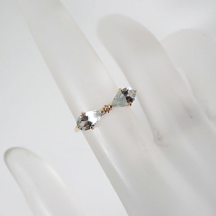 【中古】K10 アクアマリン ピンキー リング/5号/j307-1