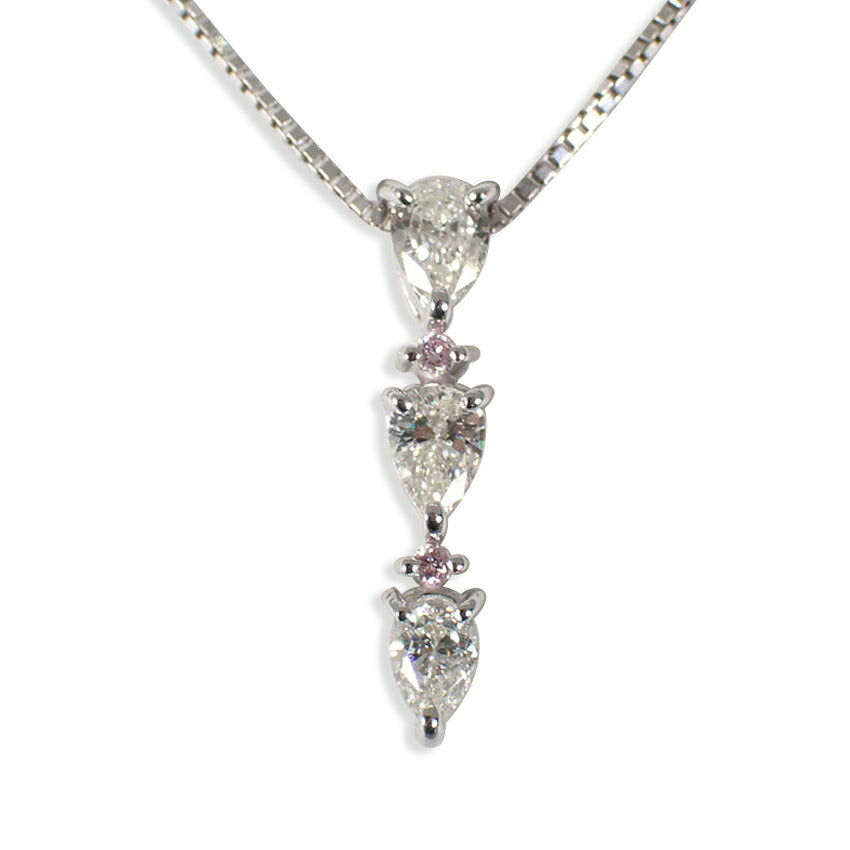 【中古】K14WG ピンクダイヤモンド ペンダント/ネックレス/j307-6