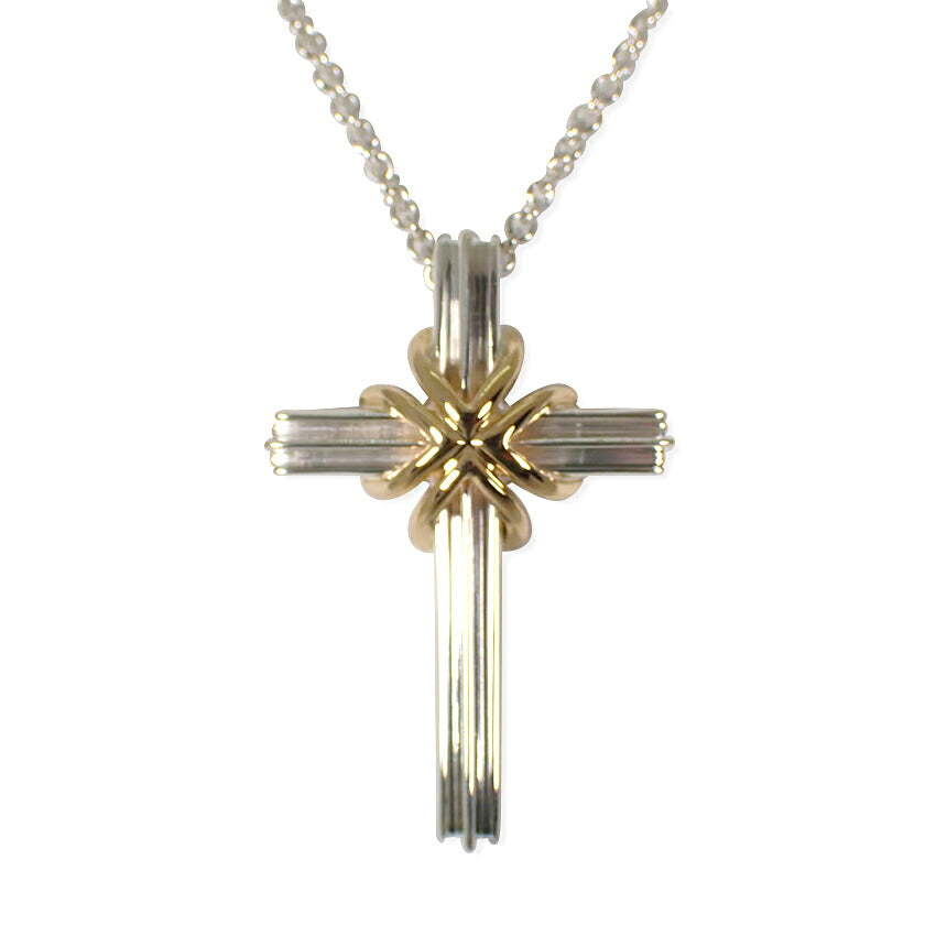 【中古】TIFFANY/ティファニー 925/750 シグネチャー クロス ペンダント/ネックレス/j308-6