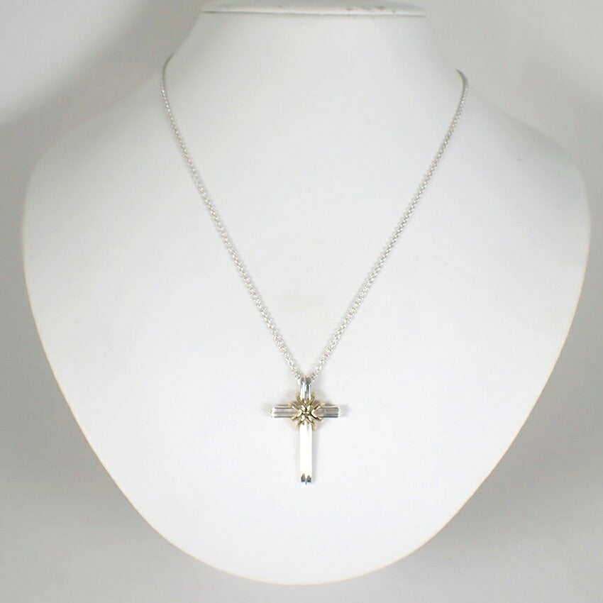【中古】TIFFANY/ティファニー 925/750 シグネチャー クロス ペンダント/ネックレス/j308-6