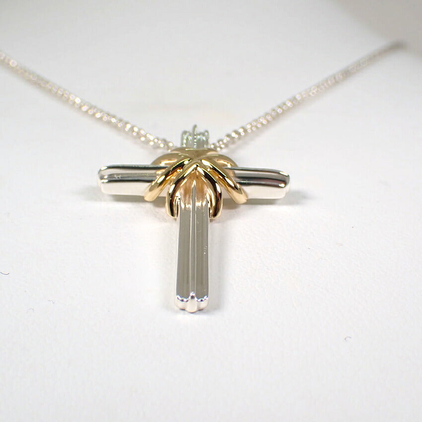【中古】TIFFANY/ティファニー 925/750 シグネチャー クロス ペンダント/ネックレス/j308-6