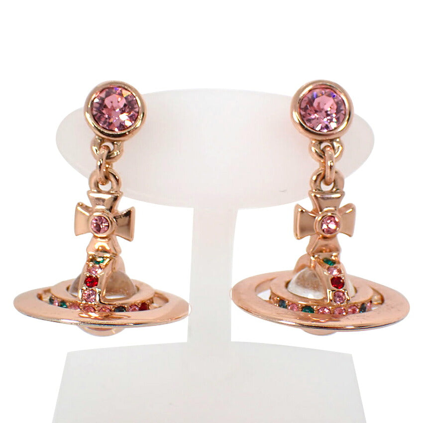 【中古】Vivienne Westwood/ヴィヴィアンウエストウッド オーブ クリスタル ピンク ピアス/j309-2