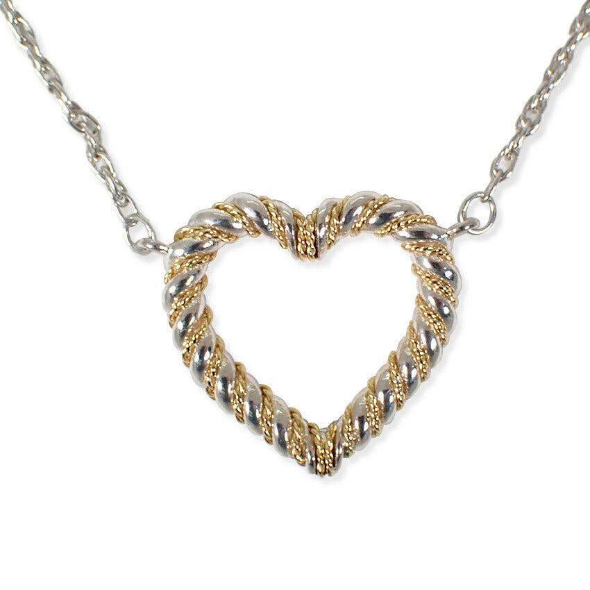 【中古】TIFFANY/ティファニー 925/750 ヴィンテージ ツイストローブ ハート ペンダント/ネックレス/j309-5