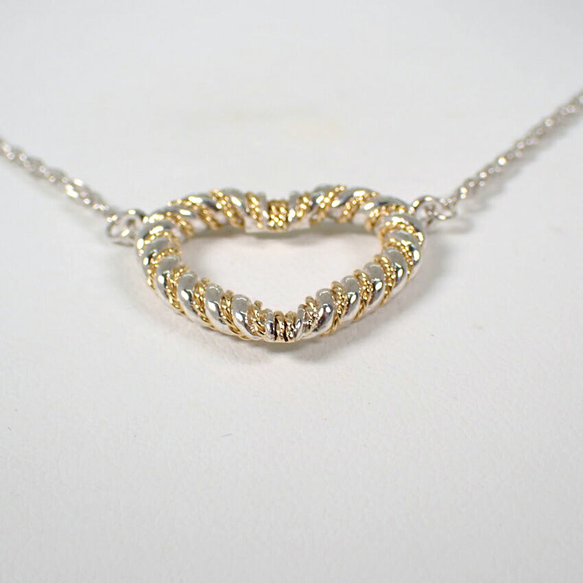 【中古】TIFFANY/ティファニー 925/750 ヴィンテージ ツイストローブ ハート ペンダント/ネックレス/j309-5