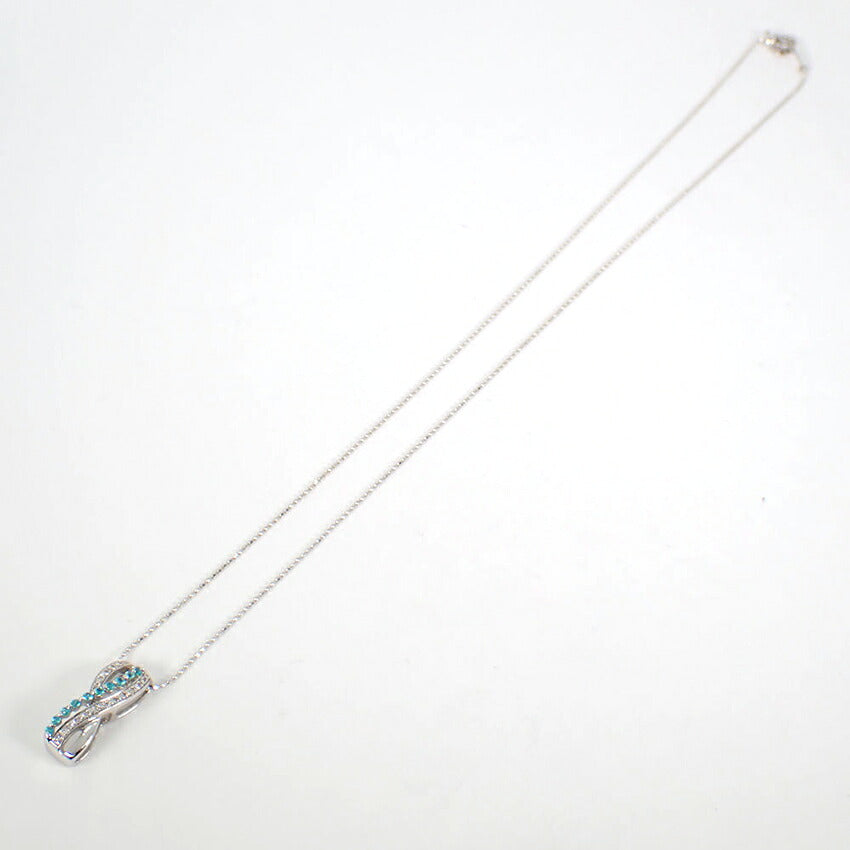 【中古】K18WG パライバトルマリン ダイヤモンド ペンダント/j309-6