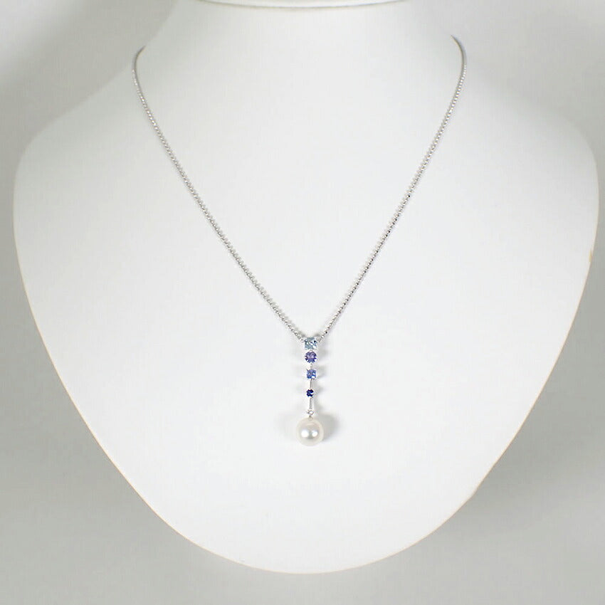 【中古】TASAKI/タサキ 750 アコヤ真珠 8.5mm カラーストーン パール ネックレス/j311-3