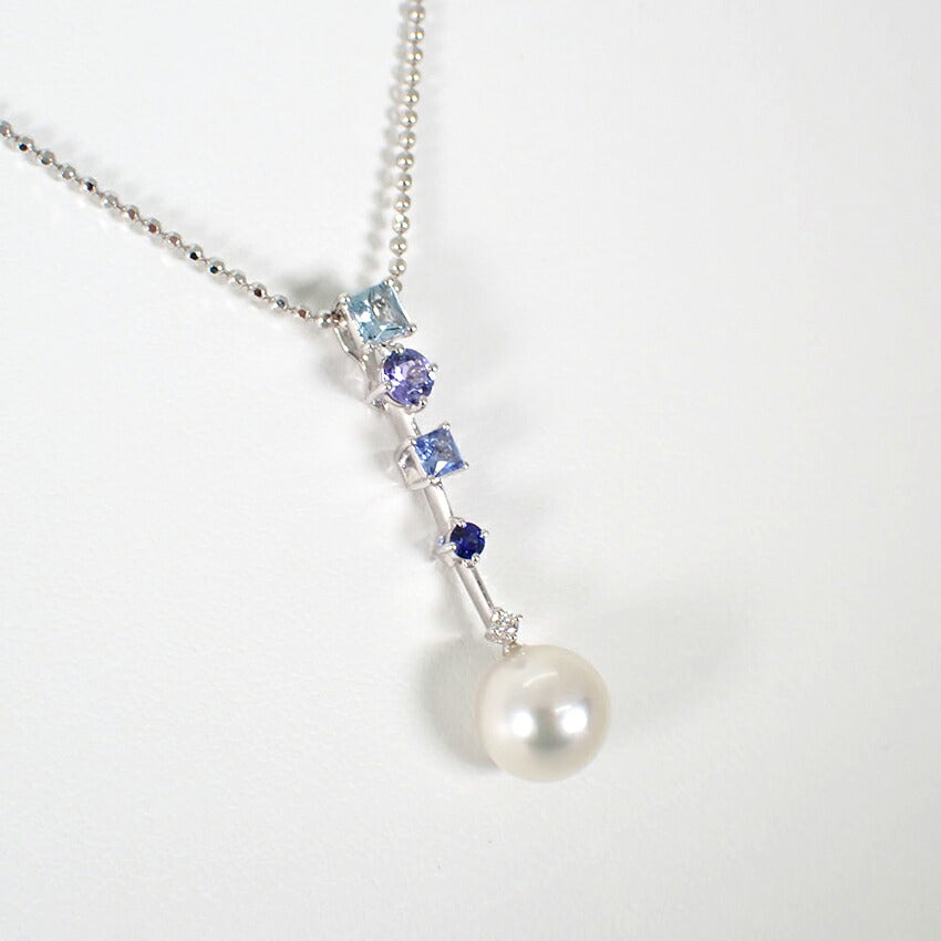 【中古】TASAKI/タサキ 750 アコヤ真珠 8.5mm カラーストーン パール ネックレス/j311-3