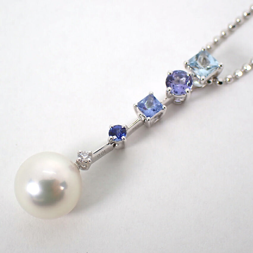 【中古】TASAKI/タサキ 750 アコヤ真珠 8.5mm カラーストーン パール ネックレス/j311-3