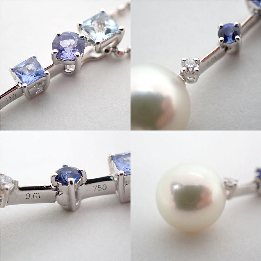 【中古】TASAKI/タサキ 750 アコヤ真珠 8.5mm カラーストーン パール ネックレス/j311-3