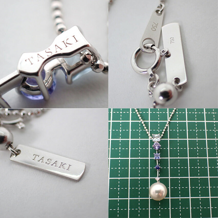 【中古】TASAKI/タサキ 750 アコヤ真珠 8.5mm カラーストーン パール ネックレス/j311-3