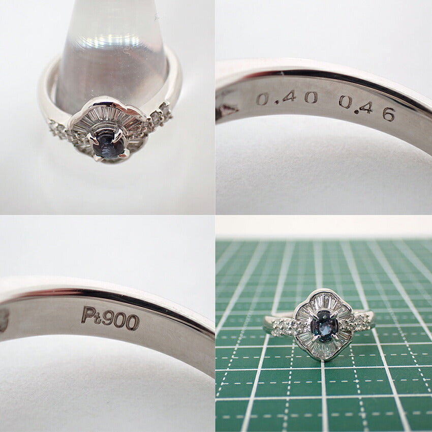 【中古】Pt900 アレキサンドライト ダイヤモンド リング/12号/j311-4