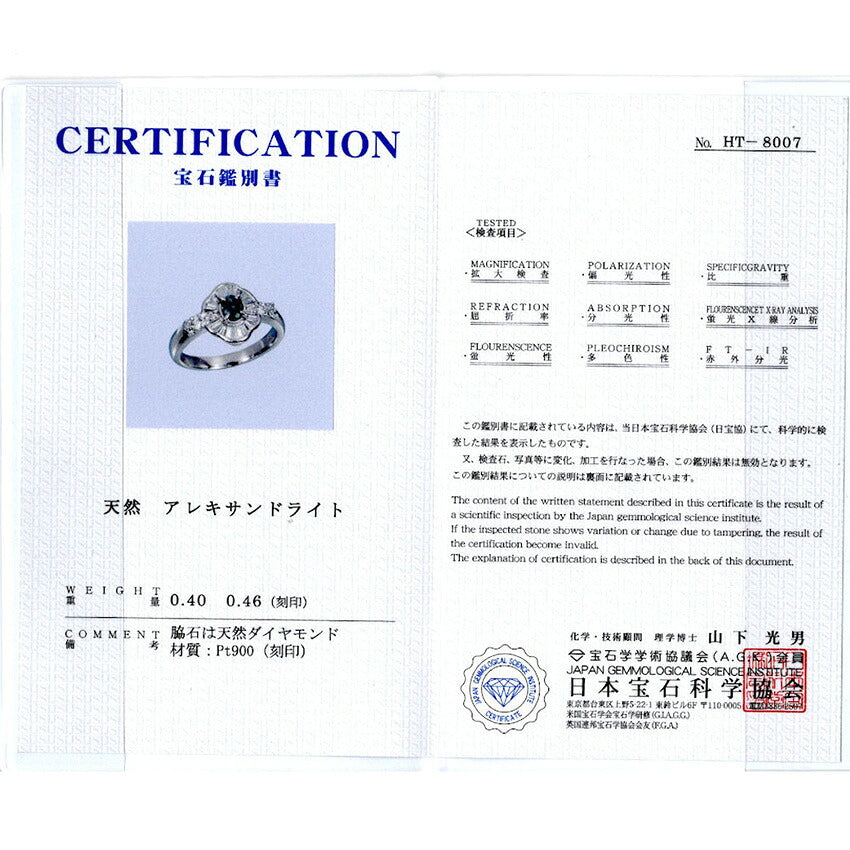 【中古】Pt900 アレキサンドライト ダイヤモンド リング/12号/j311-4