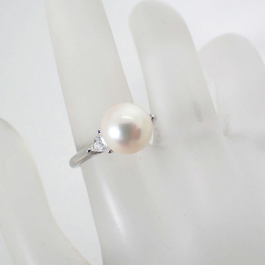 【中古】 Queen Pt900 アコヤ真珠 パール ダイヤモンド リング/j313-3