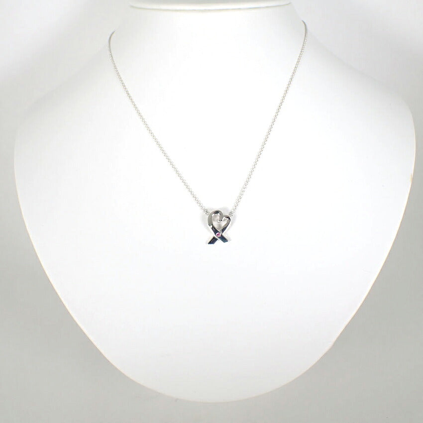 【中古】TIFFANY/ティファニー 925 ラビングハート ピンクサファイア ペンダント/ネックレス/j314-7