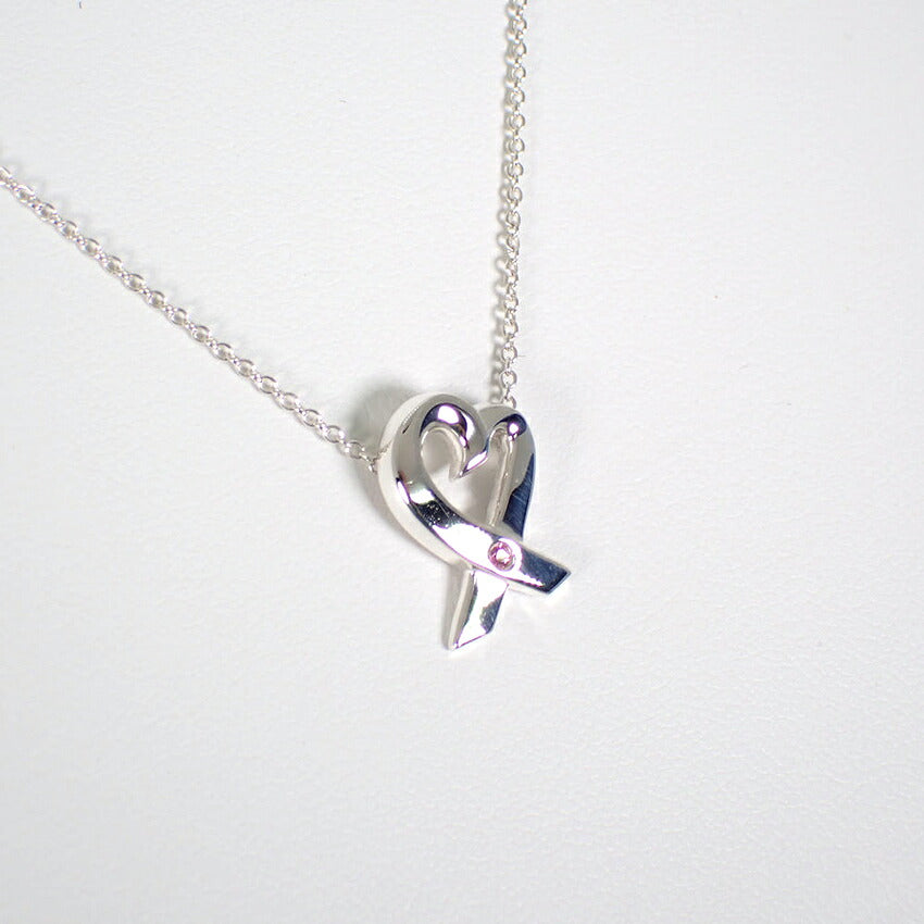 【中古】TIFFANY/ティファニー 925 ラビングハート ピンクサファイア ペンダント/ネックレス/j314-7
