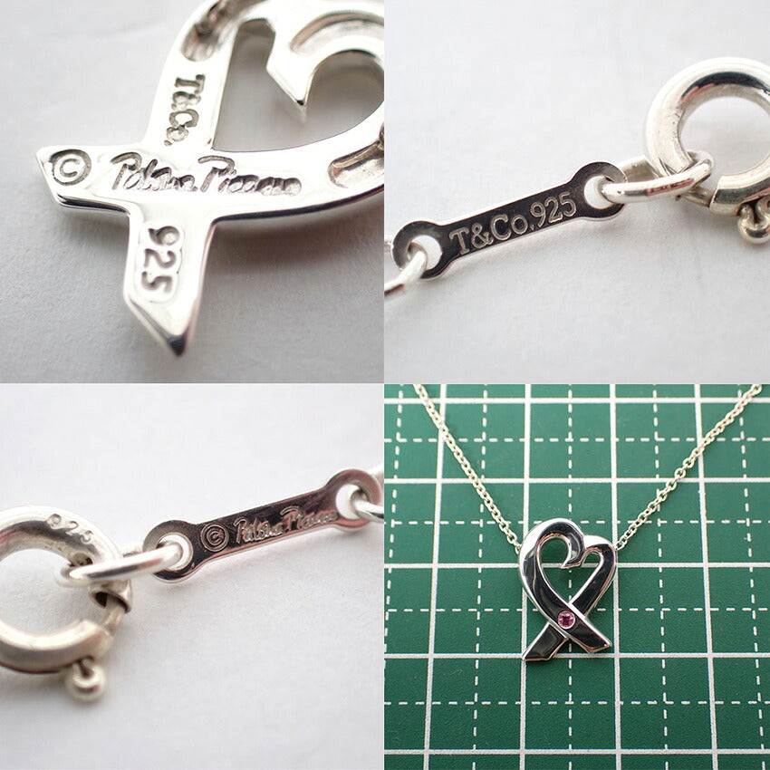 【中古】TIFFANY/ティファニー 925 ラビングハート ピンクサファイア ペンダント/ネックレス/j314-7
