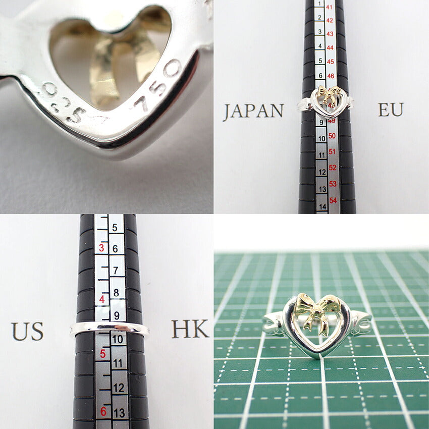 【中古】TIFFANY/ティファニー 925/750 ハートリボン コンビ リング /11号/j316-3