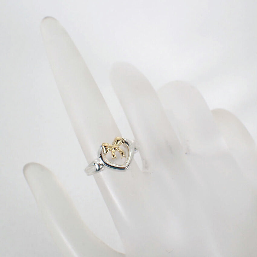 【中古】TIFFANY/ティファニー 925/750 ハートリボン コンビ リング /11号/j316-3