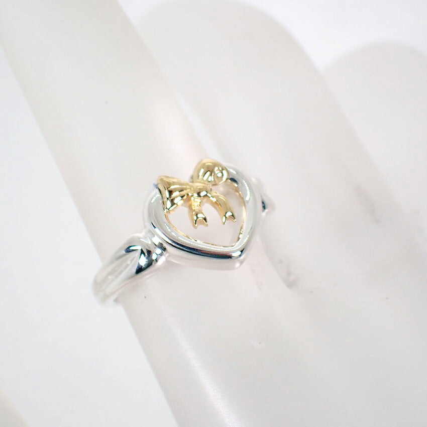 【中古】TIFFANY/ティファニー 925/750 ハートリボン コンビ リング /11号/j316-3