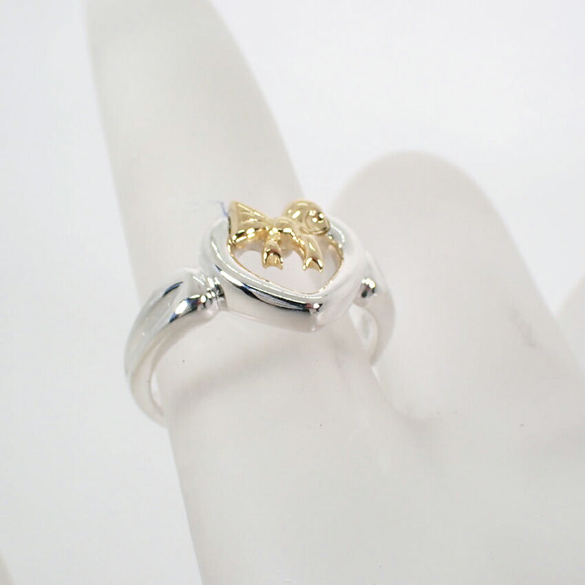 【中古】TIFFANY/ティファニー 925/750 ハートリボン コンビ リング /11号/j316-3