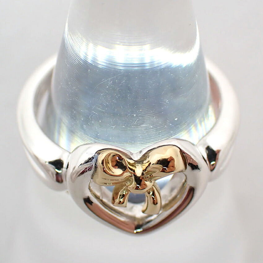 【中古】TIFFANY/ティファニー 925/750 ハートリボン コンビ リング /11号/j316-3