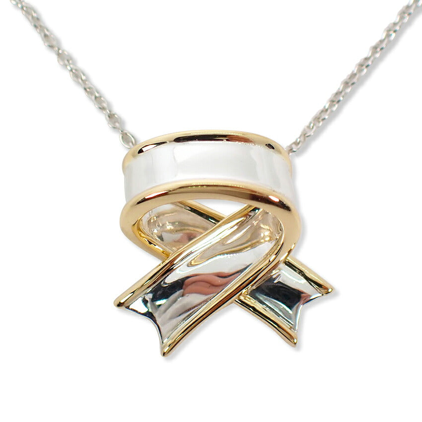 【中古】TIFFANY/ティファニー 925/750 リボン ネックレス/j316-7