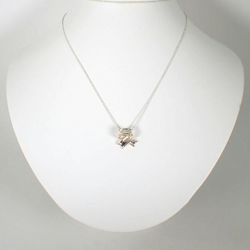 【中古】TIFFANY/ティファニー 925/750 リボン ネックレス/j316-7