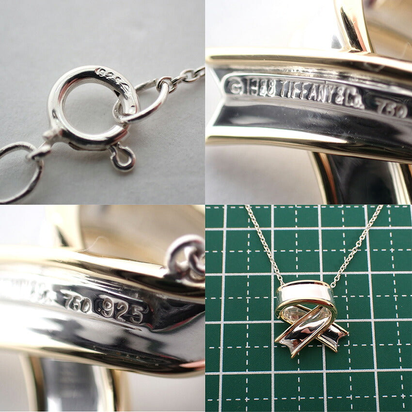 【中古】TIFFANY/ティファニー 925/750 リボン ネックレス/j316-7