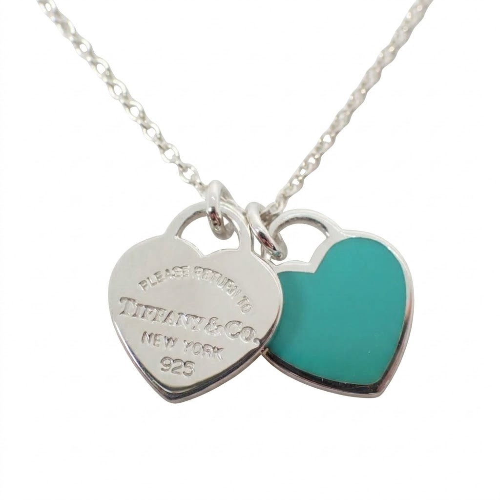 【中古】TIFFANY/ティファニー 925 ブルーエナメル リターントゥティファニー ダブルハートタグ ペンダント/j322-4