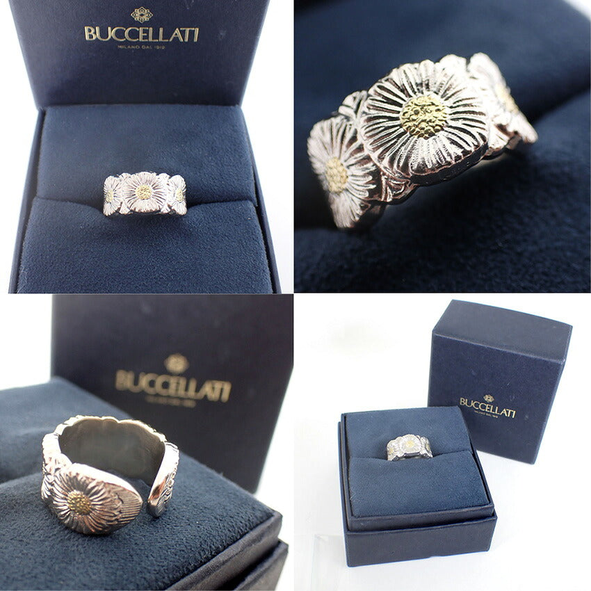 【中古】Buccellati/ブチェラッティ/925 ブロッサムヴェルメイユ ガーデニア シルバー＆イエローヴェルメイユ エターナルリング/14号/j323-1