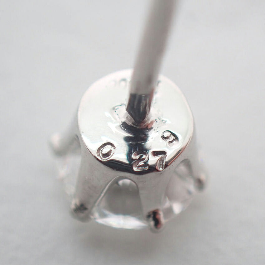 【新品】Pt900 ダイヤモンド 0.279 D VVS-2 EX H&C 中央宝石研究所ソーティング付き 片耳 ピアス/j325-3