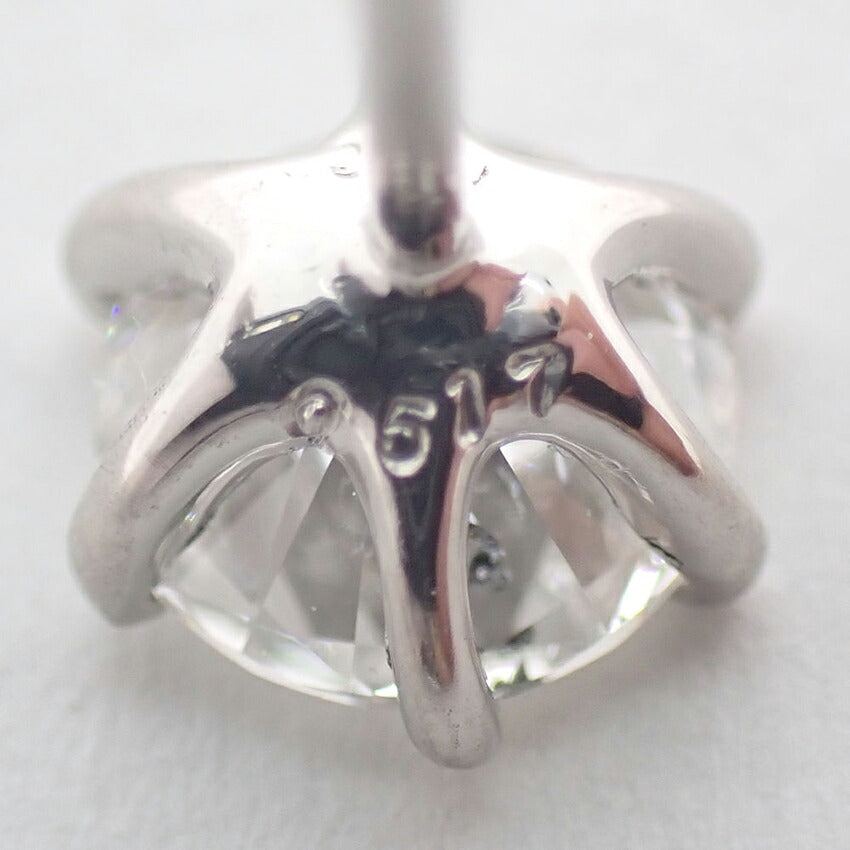 【新品】Pt900 ダイヤモンド 0.517 G SI-2 VG 中央宝石研究所ソーティング付き 片耳 ピアス/j325-6