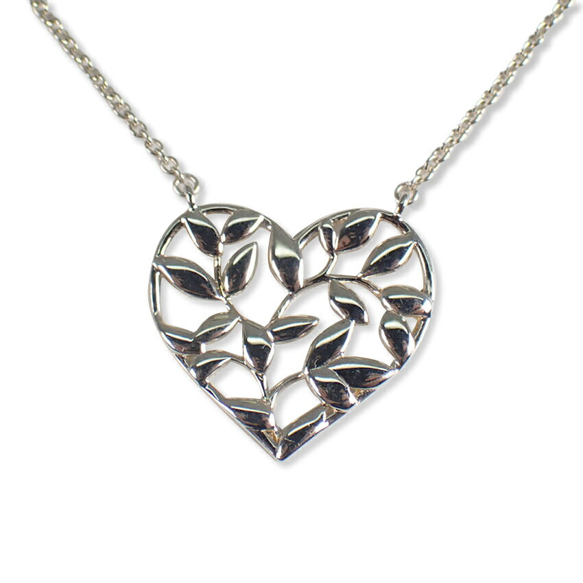 【中古】TIFFANY/ティファニー 925 オリーブリーフ ハート ペンダント/ネックレス/j327-8
