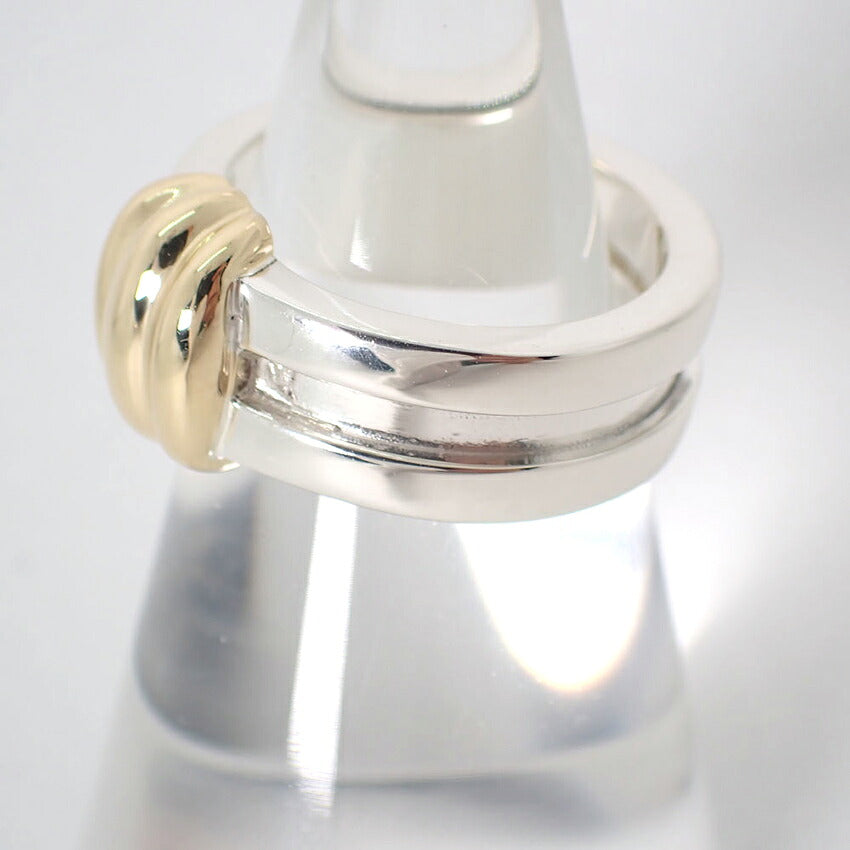 【中古】TIFFANY/ティファニー 925/750 グルーブド ウィズ  リング/8号/j328-5