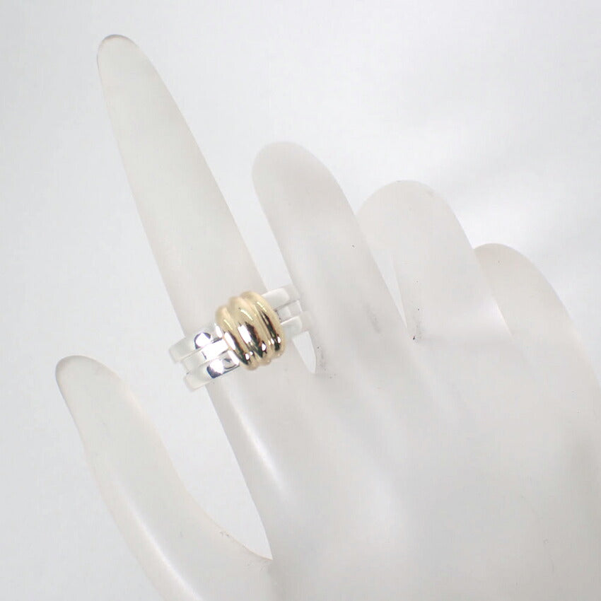 【中古】TIFFANY/ティファニー 925/750 グルーブド ウィズ  リング/8号/j328-5