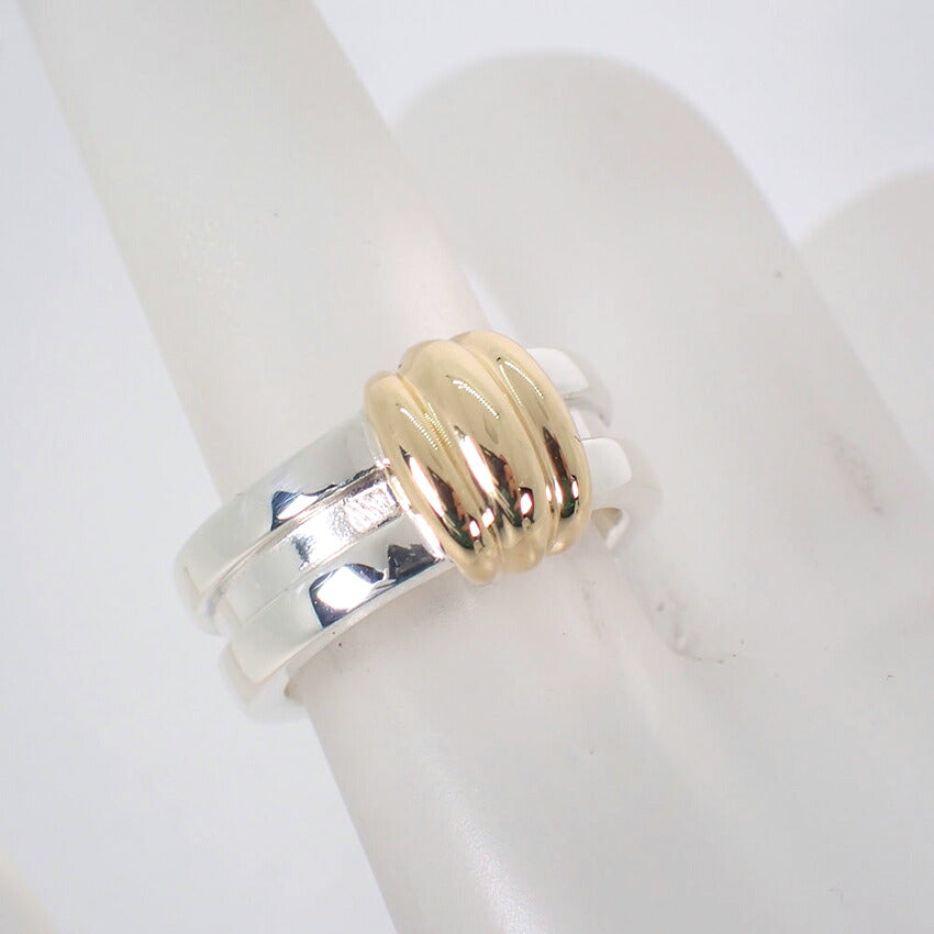 【中古】TIFFANY/ティファニー 925/750 グルーブド ウィズ  リング/8号/j328-5