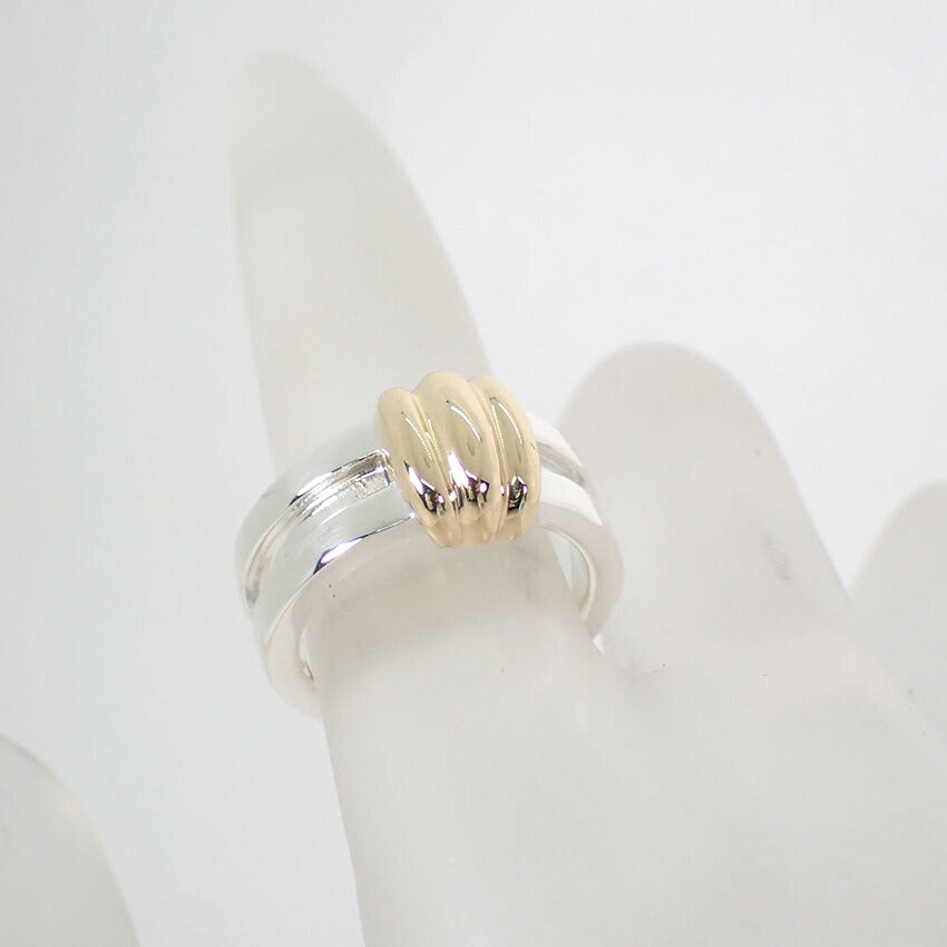 【中古】TIFFANY/ティファニー 925/750 グルーブド ウィズ  リング/8号/j328-5