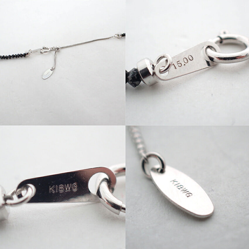 【中古】K18WG ブラックダイヤモンド ネックレス/j331-3