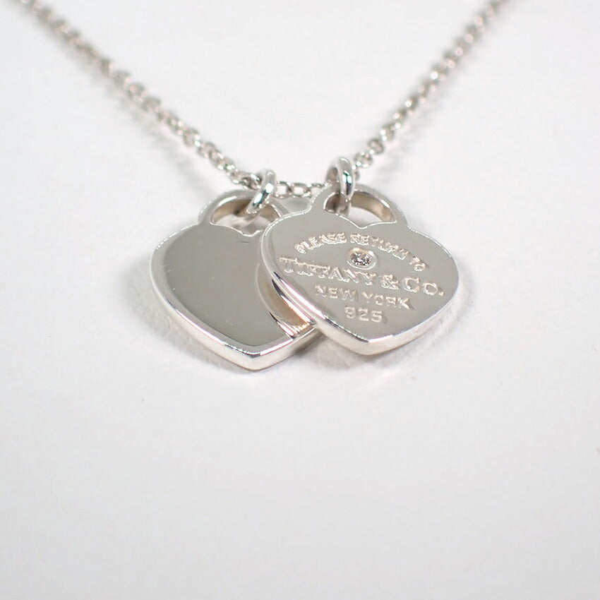 【中古】TIFFANY/ティファニー 925 リターントゥティファニー ダイヤ/1pc ダブルハート ペンダント/j332-10